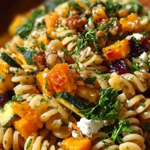 Fall Harvest Pasta Salad 2 Fall Harvest Pasta Salad with seasonal vegetables and dressing