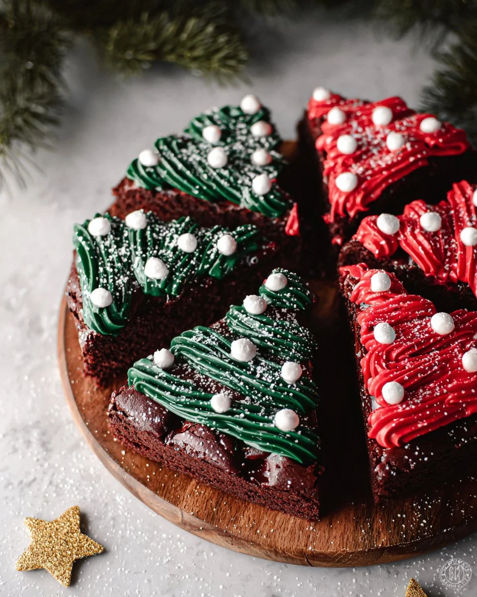Decadent frosted Christmas brownies perfect for holiday celebrations