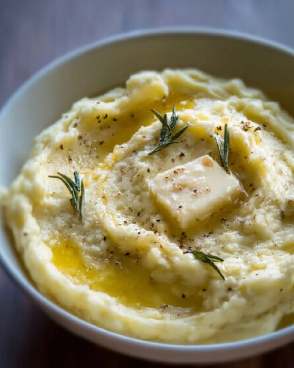 Garlic Mashed Potatoes 1 Delicious bowl of garlic mashed potatoes topped with fresh herbs