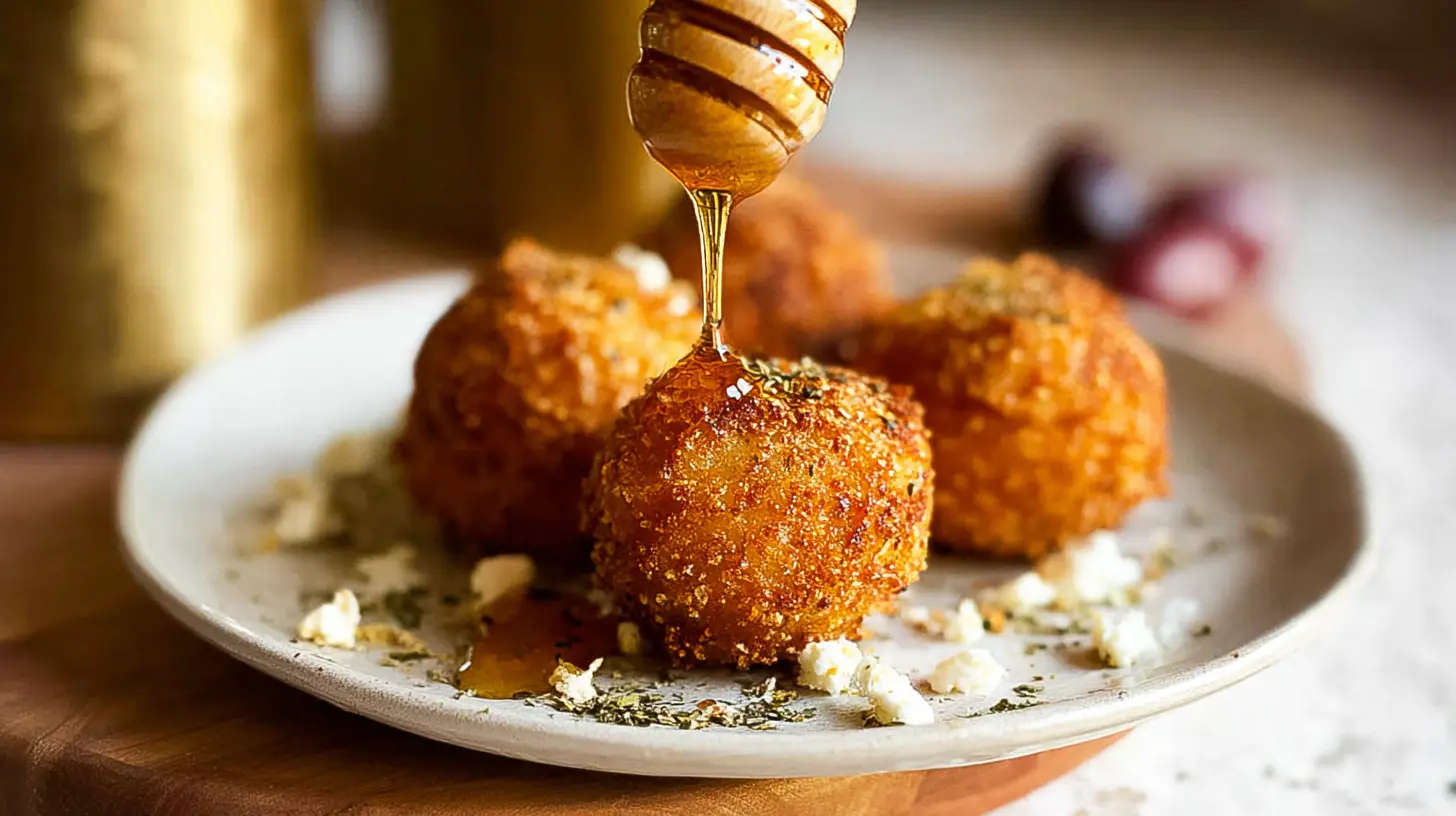 Goat Cheese Balls: 4 Delicious Dipping Sauces 1 Several warm goat cheese balls beautifully arranged on a white serving dish.