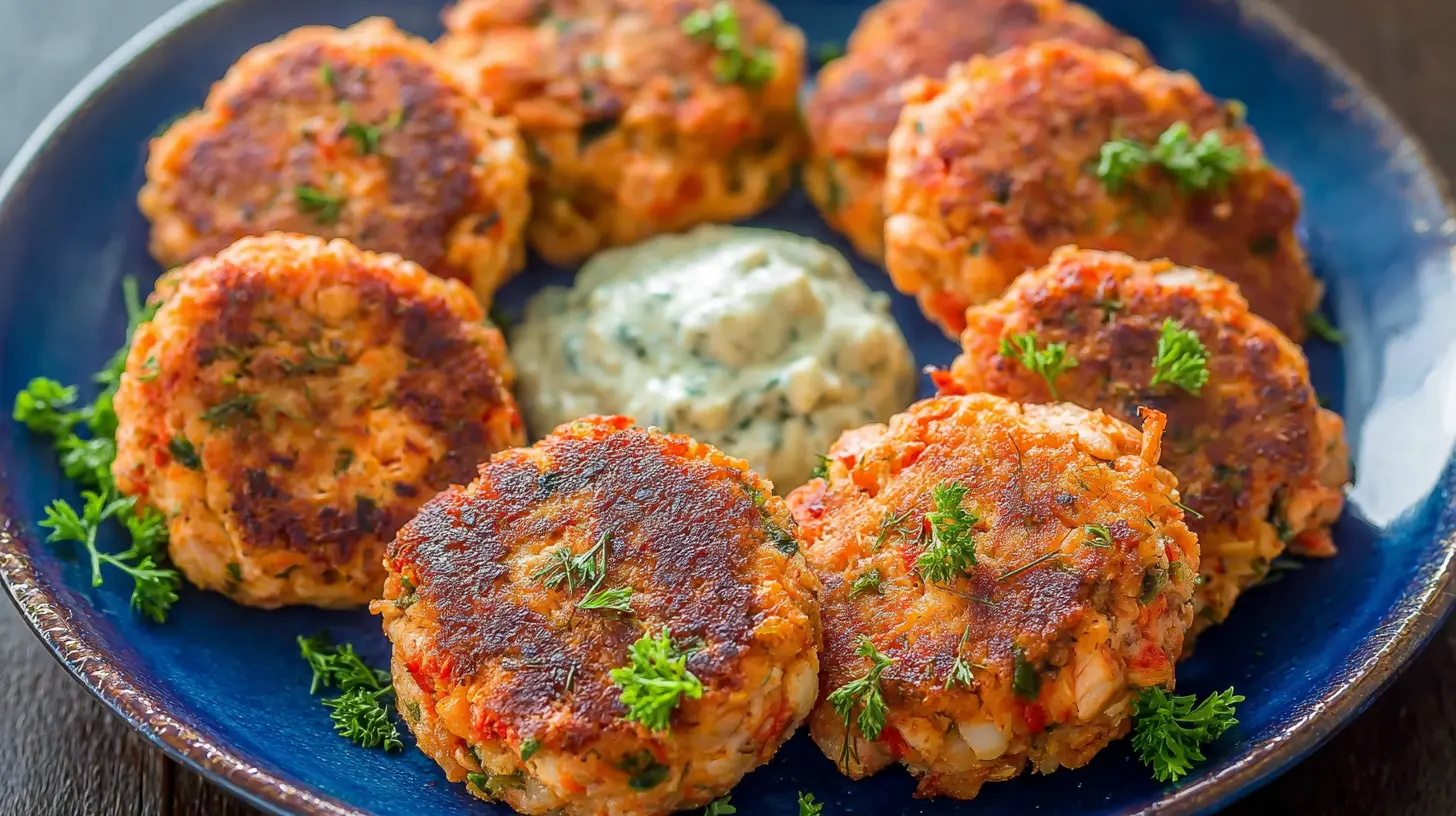 Salmon Cakes: 8 Delicious Dinner Ideas 1 Crispy pan-fried salmon cakes served with a lemon wedge