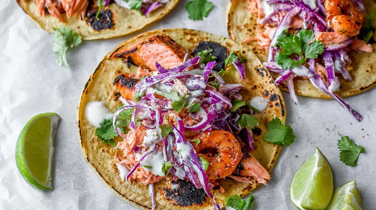 Salmon Tacos: 5 Recipes You Need 1 Delicious grilled salmon tacos with a creamy sauce and fresh toppings.