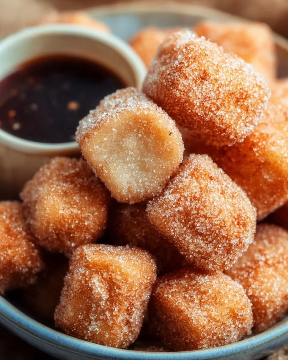 Healthy Air Fryer Churro Bites 1 Healthy air fryer churro bites served on a plate with cinnamon sugar