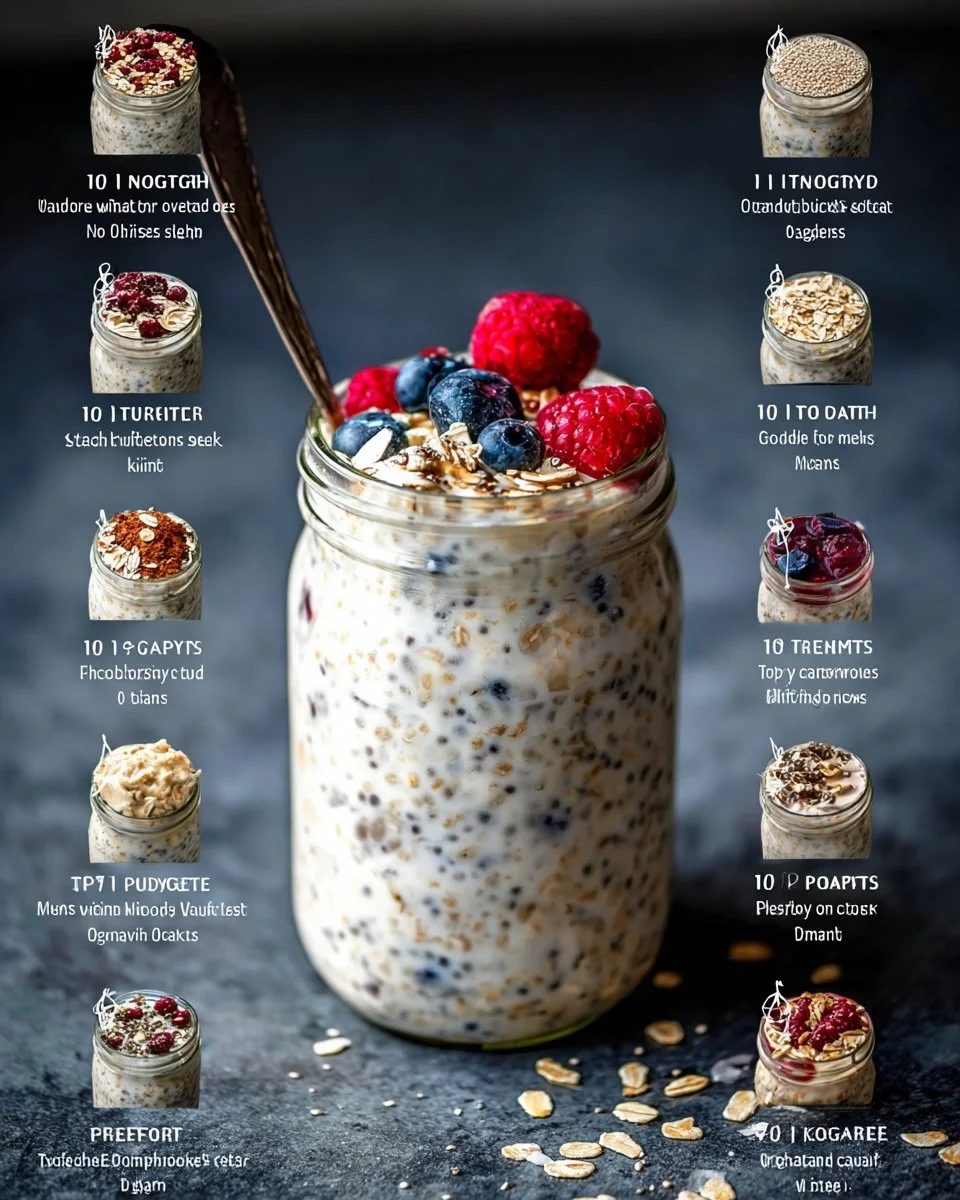 High Protein Overnight Oats 1 High protein overnight oats served in a bowl with fruits and nuts