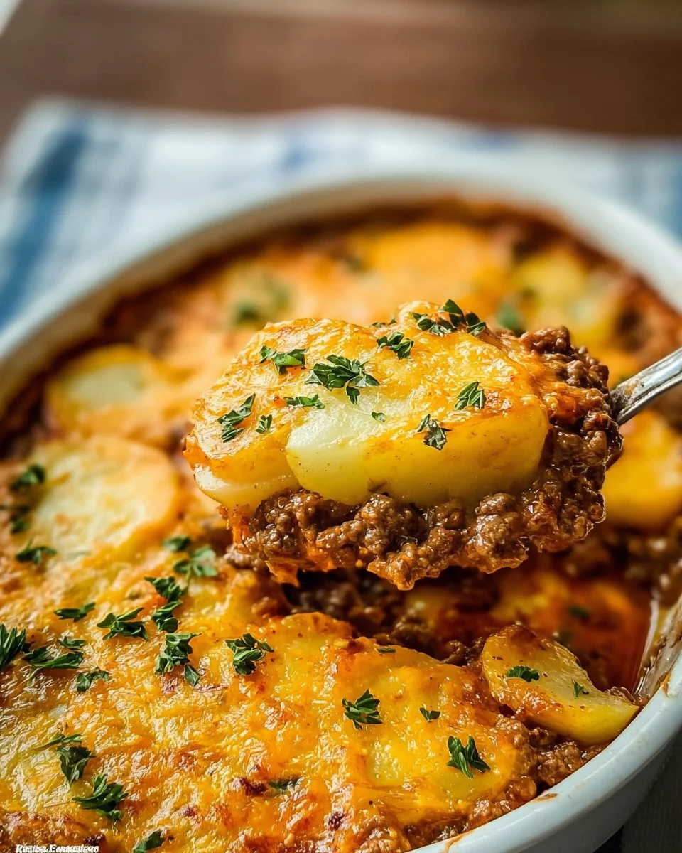 Hobo Casserole with Ground Beef & Potatoes – Quick & Delicious! 1 Delicious Hobo Casserole with ground beef and potatoes in a baking dish