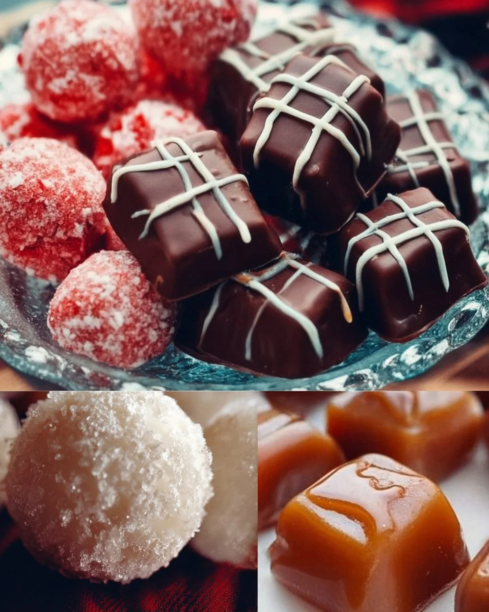 Homemade Christmas Candies 1 Assorted homemade Christmas candies on a festive table