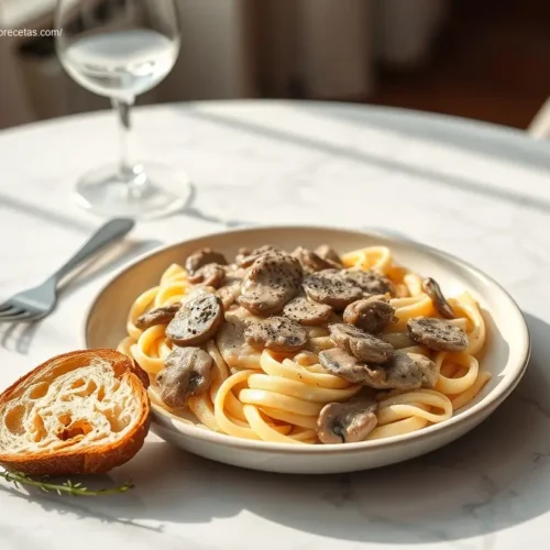 Delicious Creamy Mushroom Stroganoff perfect for a cozy dinner
