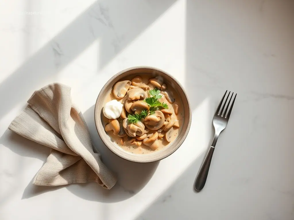 Delicious Creamy Mushroom Stroganoff perfect for a cozy dinner