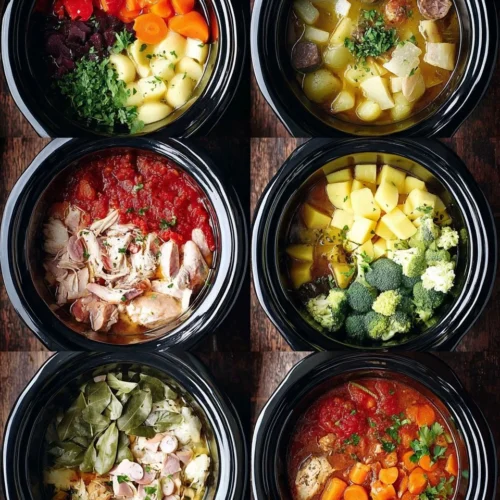 A variety of Whole30 approved crockpot recipes for healthy meal prep.