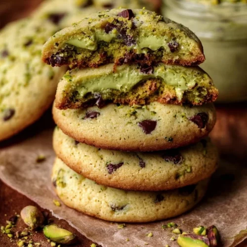 Delicious Pistachio Cream Cookies on a plate