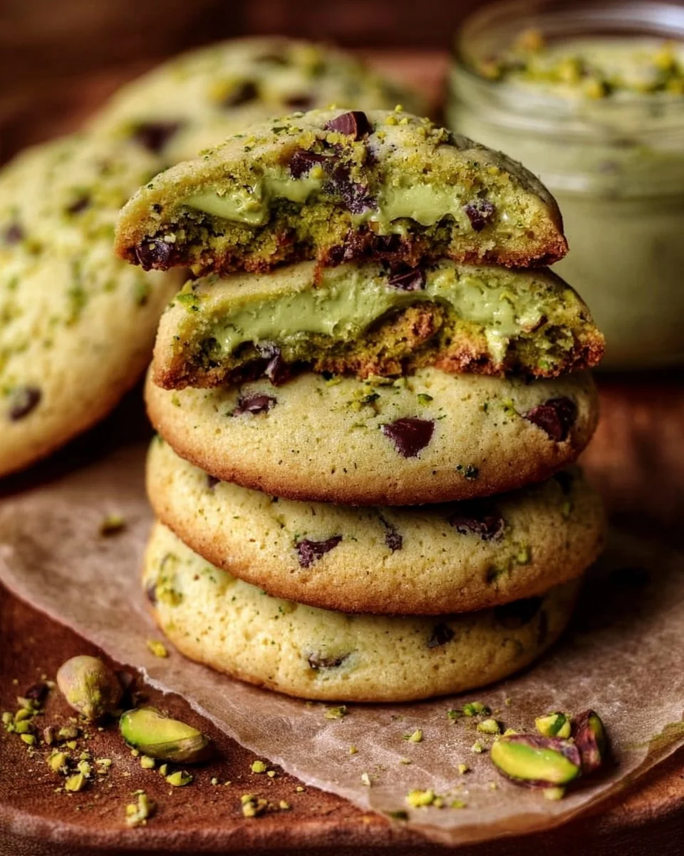 Delicious Pistachio Cream Cookies on a plate