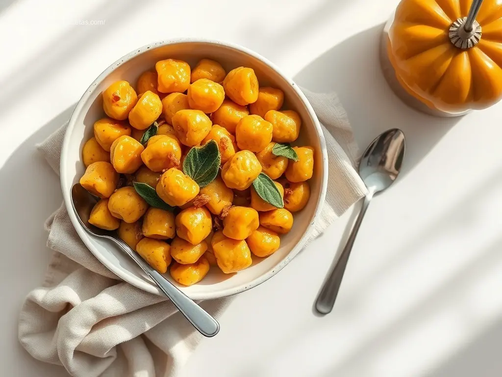 Pumpkin Gnocchi with Brown Butter Sage: 4 Easy Steps 1 Delicious Pumpkin Gnocchi with Brown Butter Sage