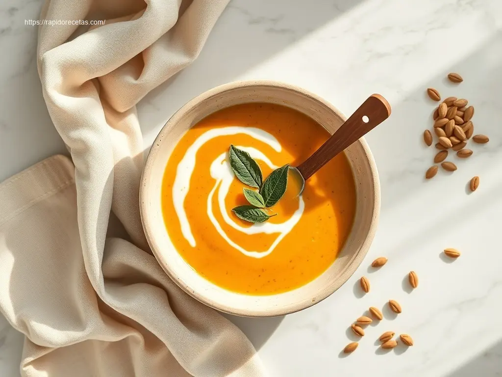 Roasted Pumpkin Soup: 9 Tips for a Delicious Batch 1 Delicious Roasted Pumpkin Soup overhead with cream and sage