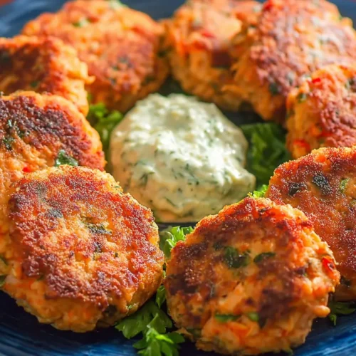 Salmon Cakes: 8 Delicious Dinner Ideas 2 A plate of golden brown salmon cakes with fresh dill garnish