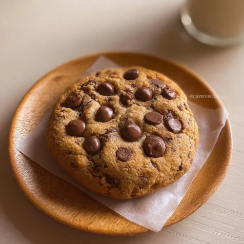 Single Serve Chocolate Chip Cookie (No Egg) 2 Single serve chocolate chip cookie without egg on a plate