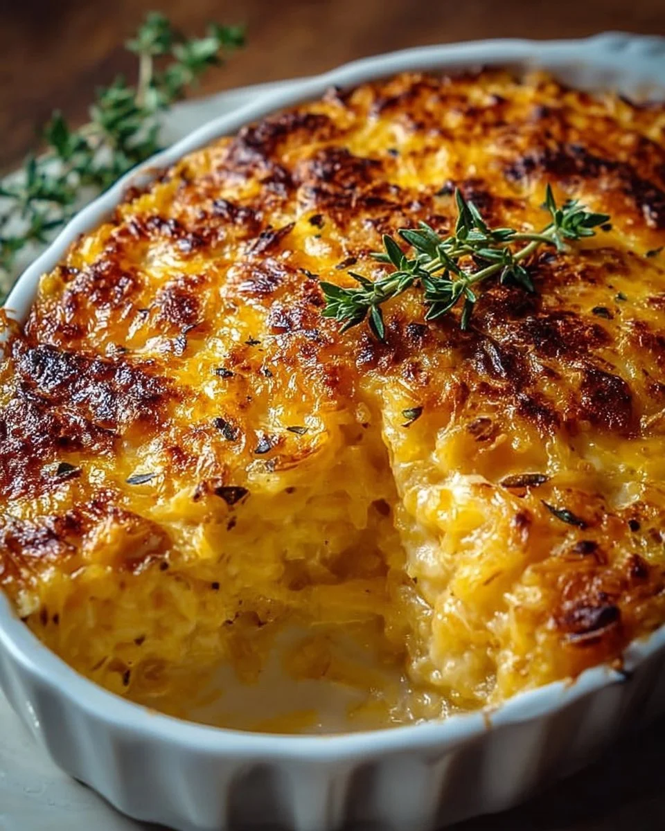 Baked Spaghetti Squash Au Gratin topped with cheese and herbs