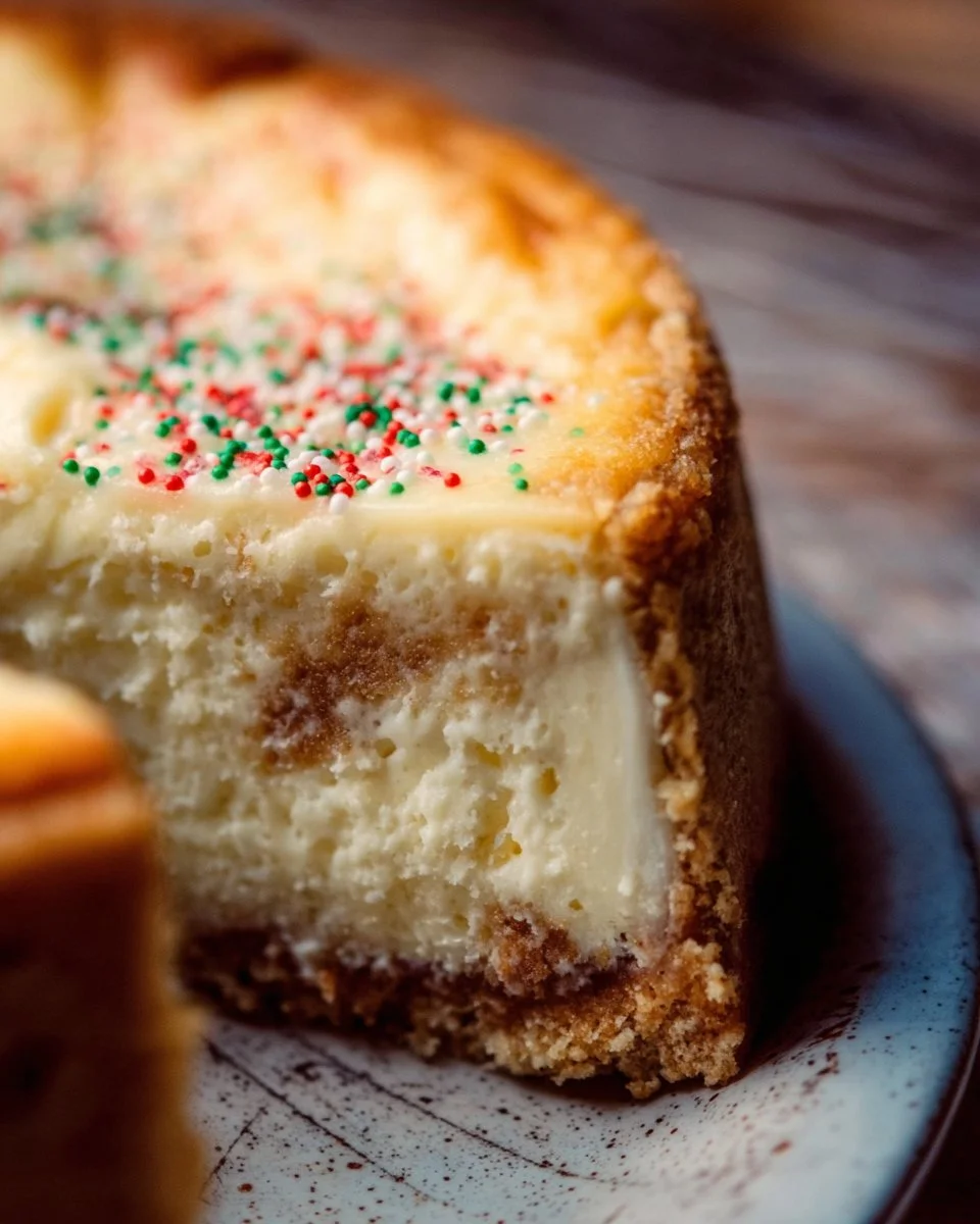 Sugar Cookie Cheesecake 1 Delicious sugar cookie cheesecake with a creamy topping and cookie crust