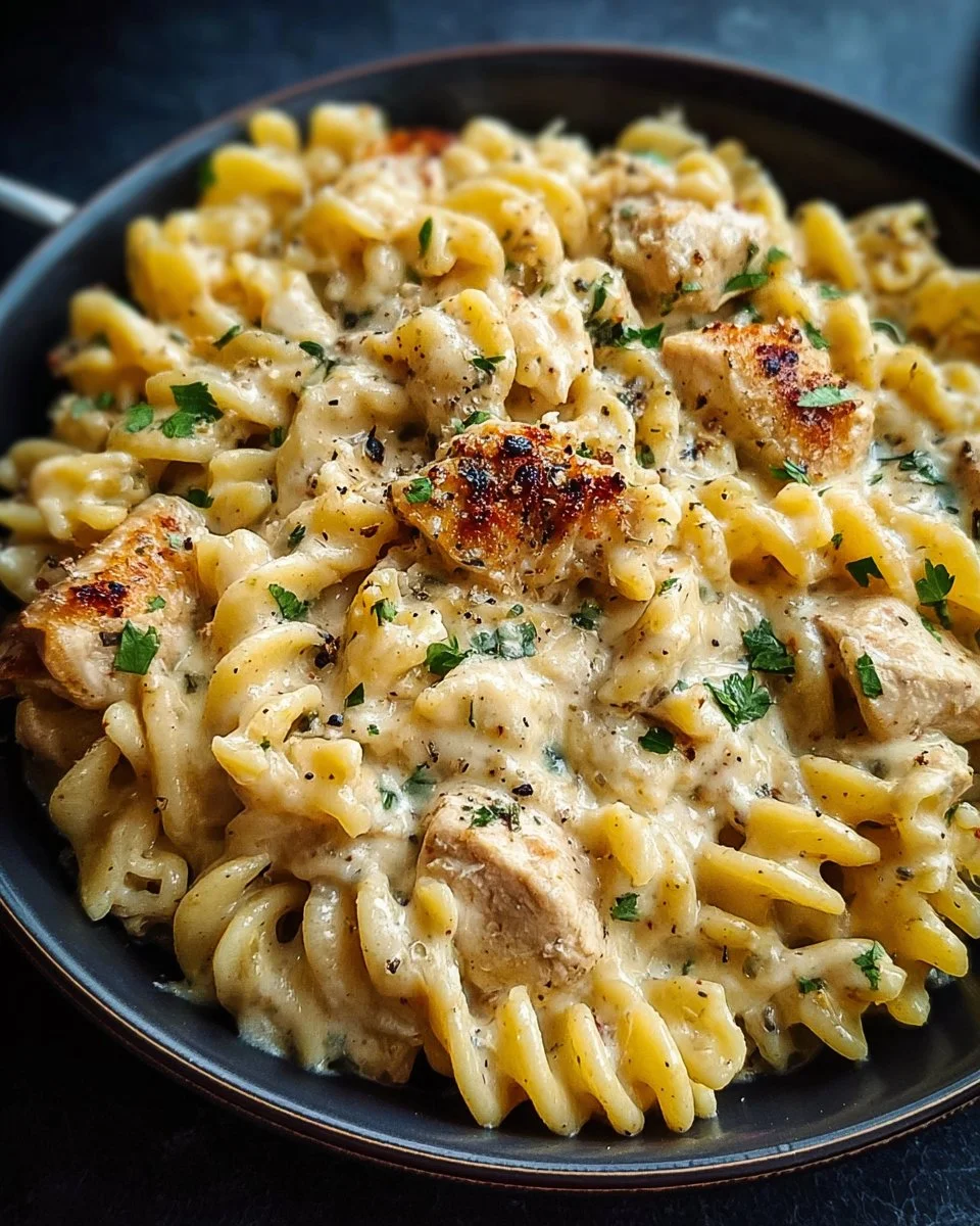 The Best Crockpot Garlic Parmesan Chicken Pasta Recipe 1 Delicious garlic parmesan chicken pasta cooked in a crockpot for a comforting meal