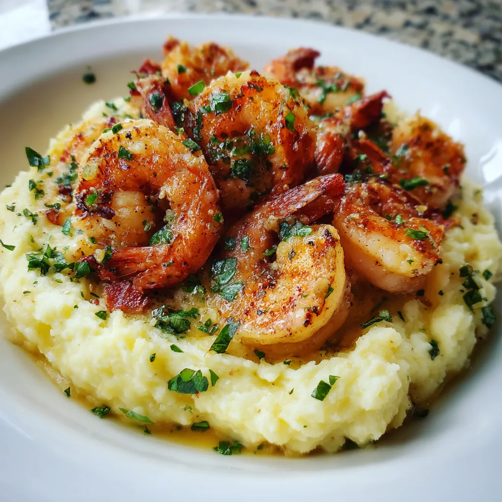 Classic Garlic Butter Shrimp Over Mashed Potatoe 691044aca2475