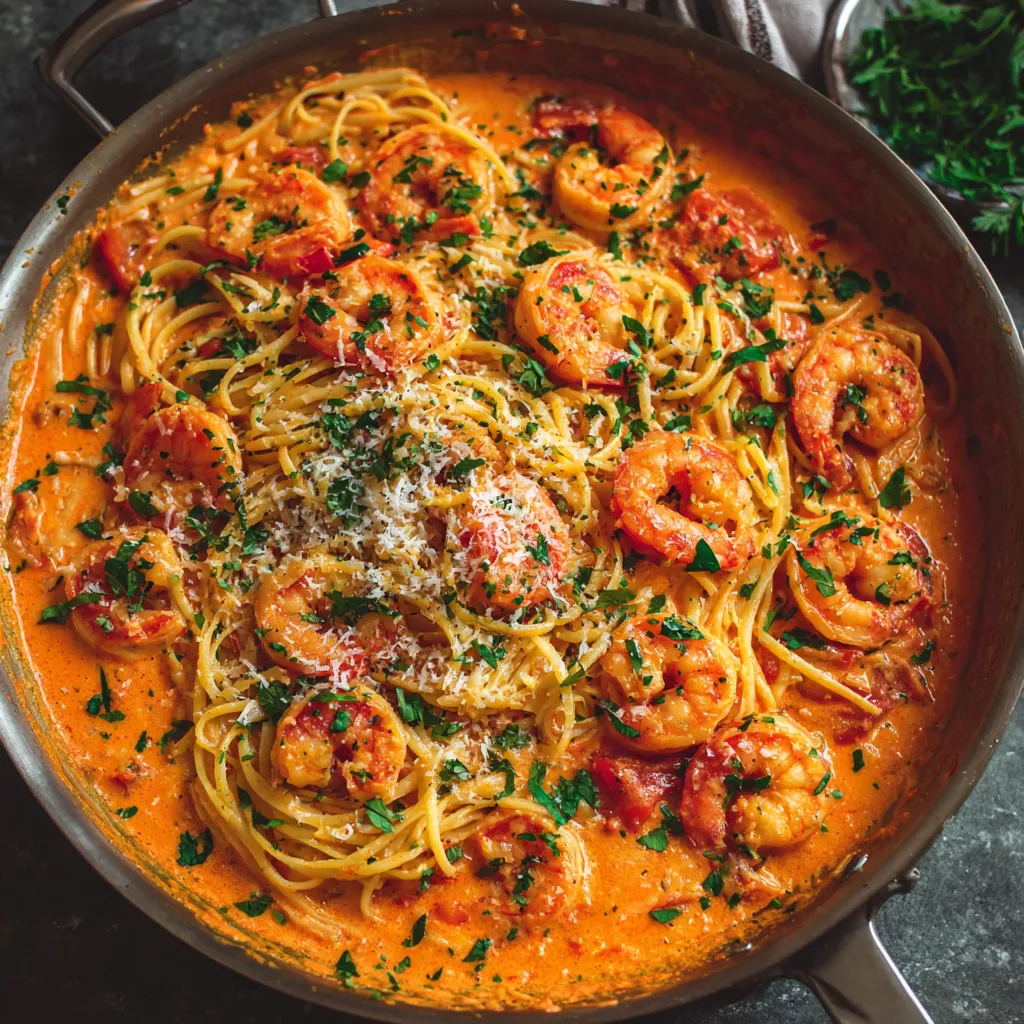 Classic Garlic Shrimp and Tomato Cream Pasta 1 691040161e62c