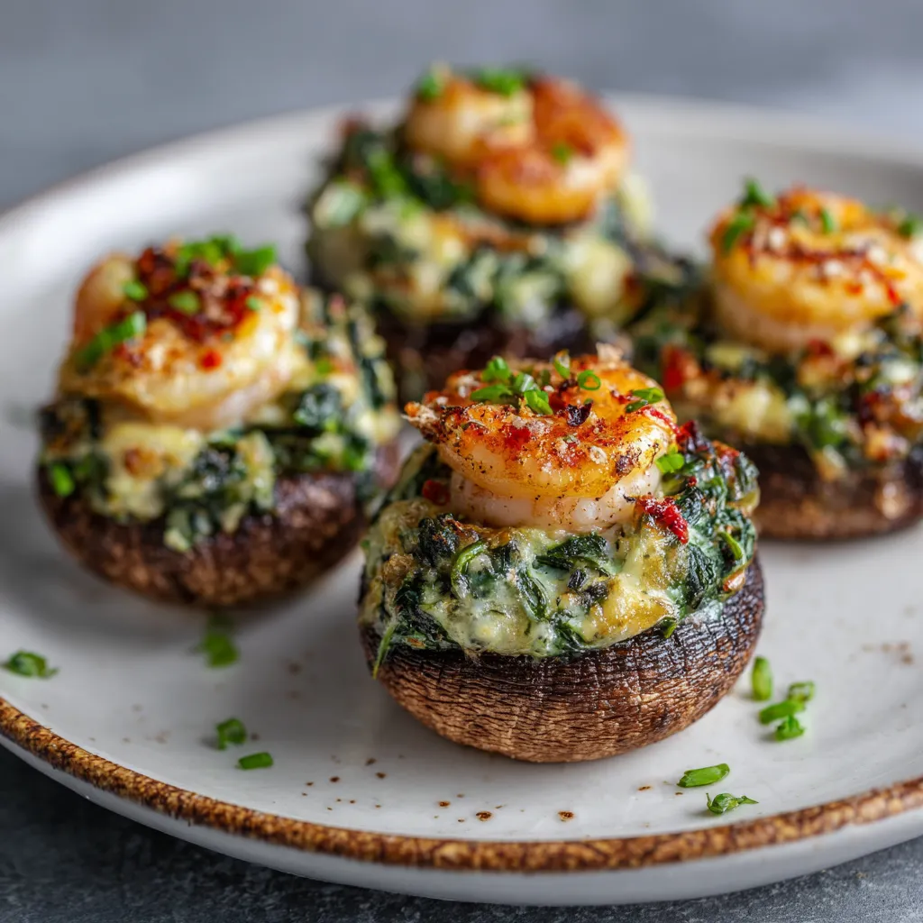 Classic Spinach and Shrimp Stuffed Mushrooms 811a