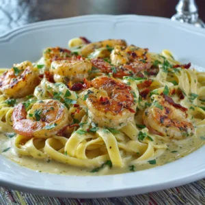Elegant Creamy Garlic Shrimp Fettuccine 69107b7ca82ca