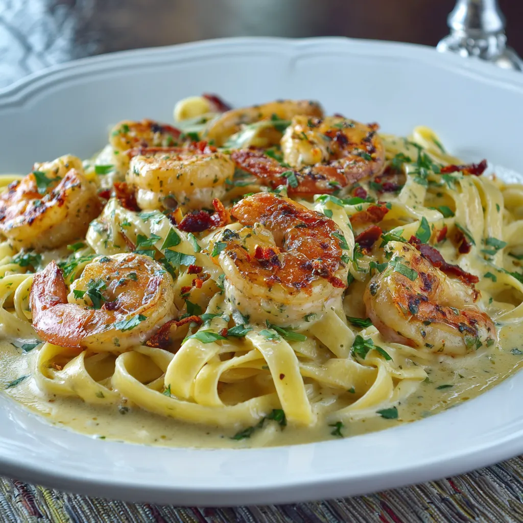 Elegant Creamy Garlic Shrimp Fettuccine 69107b7ca82ca