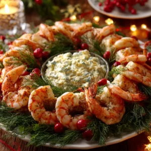 Festive Christmas Shrimp Wreath with Creamy Dill ceed6f6d 21a1 40ac24d87