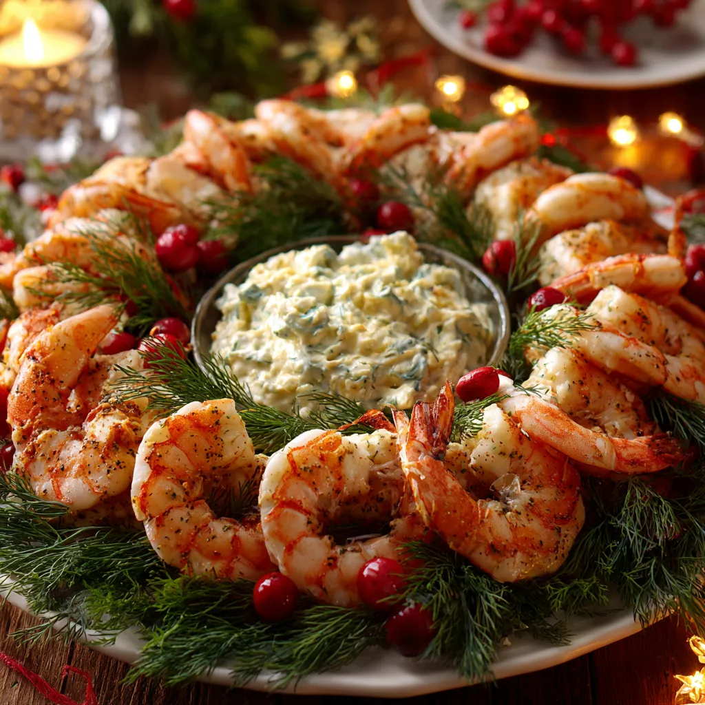 Festive Christmas Shrimp Wreath with Creamy Dill ceed6f6d 21a1 40ac24d87