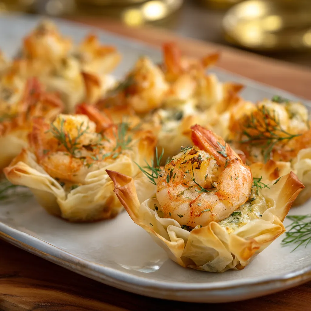 Golden Shrimp and Herb Phyllo Cups 69107fa21fcec