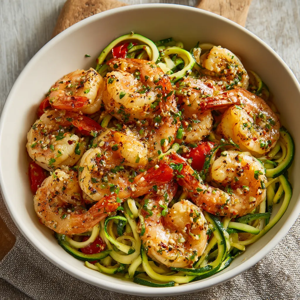Zesty Garlic Butter Shrimp with Zoodles 69107e30157bb