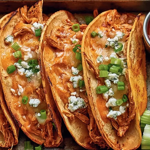 Buffalo Chicken Tacos: How to Make 8 Amazing Ones 2 Close-up of buffalo chicken tacos with blue cheese crumbles