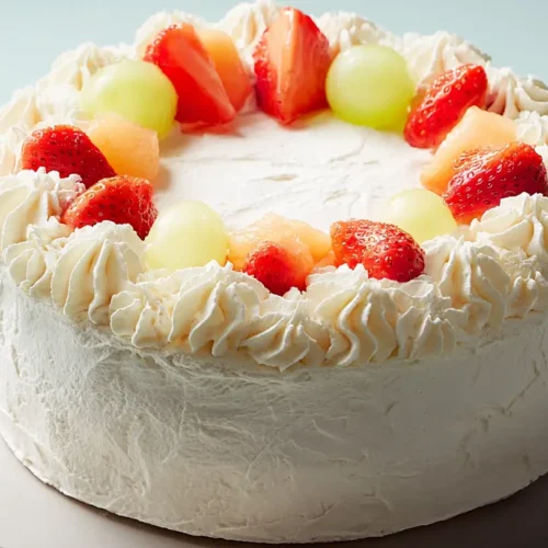 A delectable Chinese bakery-style whipped cream cake with delicate frosting