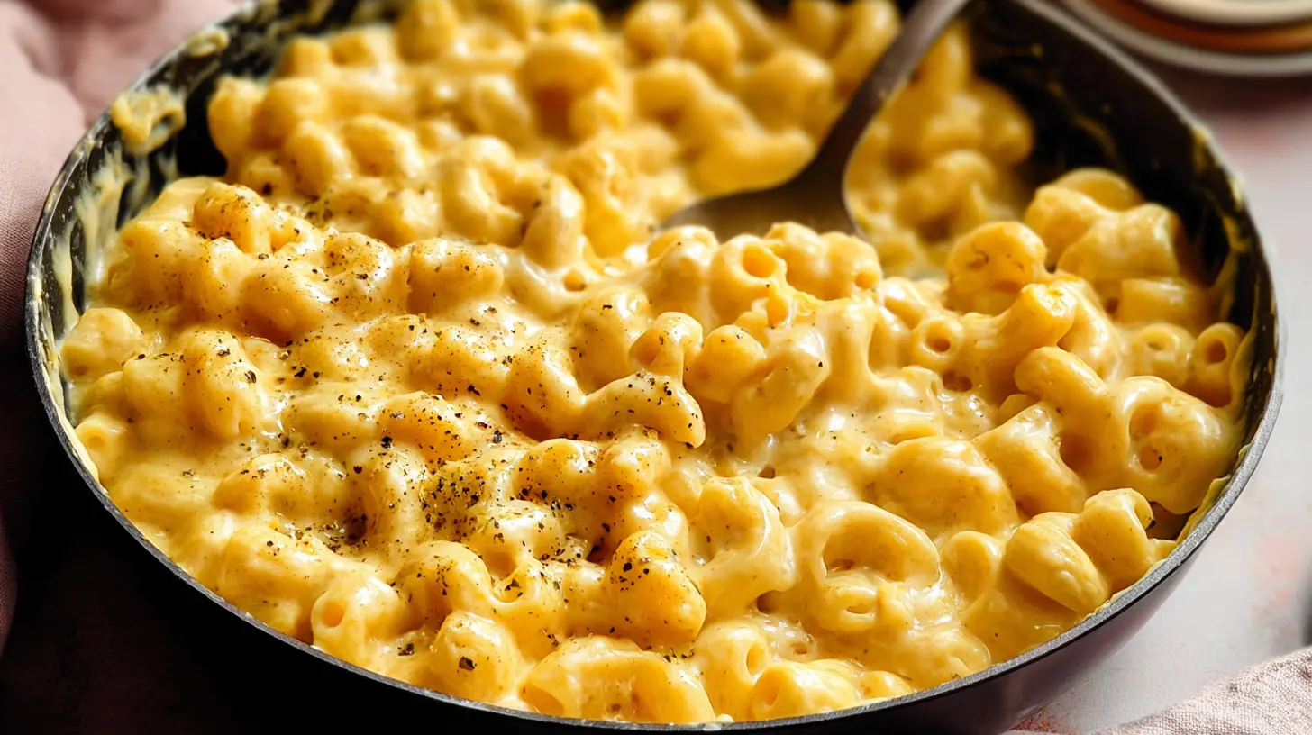 Stovetop Macaroni and Cheese: 7 Best Cheese Combos 1 Golden stovetop macaroni and cheese being stirred in a pot