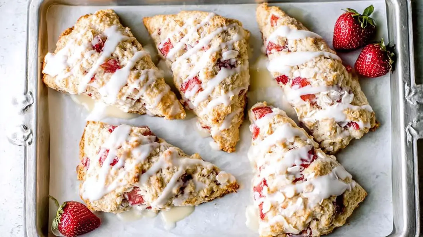 Strawberry Scones Recipe: 10 Reasons to Bake Today 1 Delicious strawberry scones presented on a white plate.