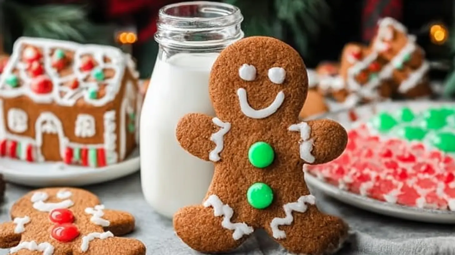 Classic gingerbread cookies arranged neatly on a holiday platter.