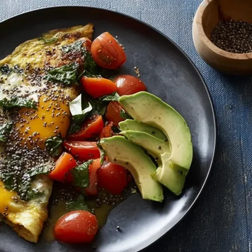 High Protein Breakfast: Why 4 Days a Week? 2 A colorful high protein breakfast bowl with eggs, avocado, and spinach.