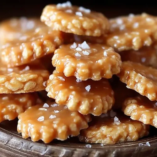Salted Caramel Cracker Bites: Best 9 Holiday Treats 2 A close-up of salted caramel cracker bites, showcasing their sweet and salty coating.