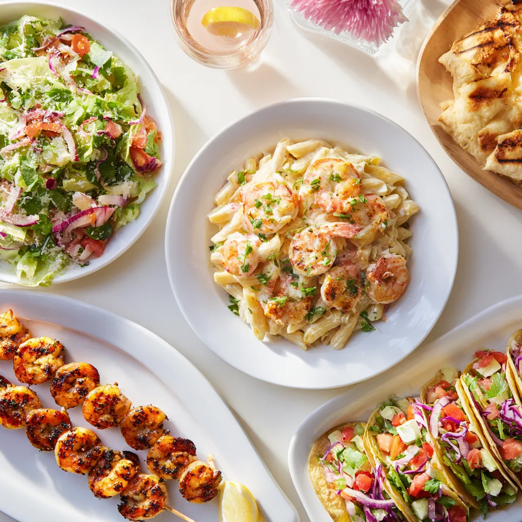 shrimp stir-fry with vegetables in a wok