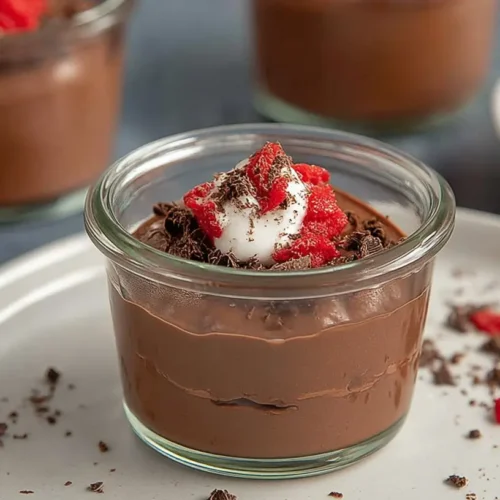 Silken Tofu Chocolate Mousse: How to Make 3 Ways 2 A smooth and creamy silken tofu chocolate mousse in a glass ramekin.
