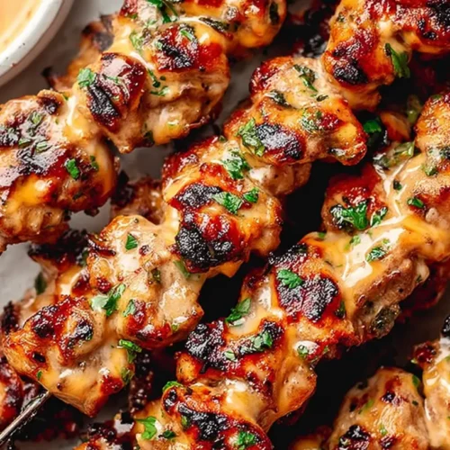 Bang Bang Chicken Skewers: 6 Must-Try Marinades. 2 Delicious Bang Bang Chicken Skewers with peanut sauce.