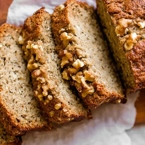 The Best Healthy Banana Bread: Our 1 Secret Ingredient 2 A freshly baked loaf of the best healthy banana bread, golden brown and perfectly sliced.
