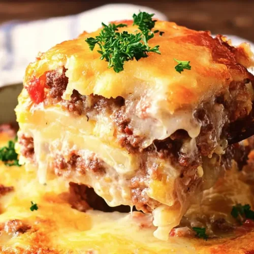 A hearty Cattle Drive Casserole baked to golden perfection