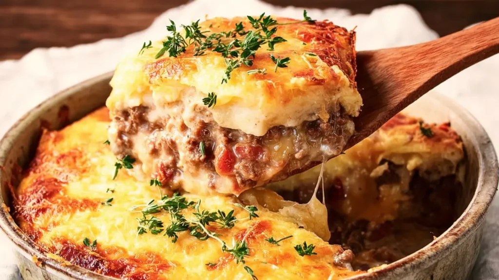 Savory Cattle Drive Casserole dish filled with rich ingredients