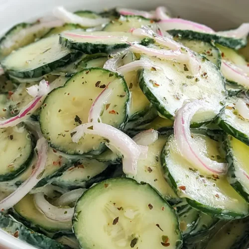 Creamy Asian Cucumber Salad: How to Get 1 Amazing Flavor 2 A bowl of creamy Asian cucumber salad garnished with sesame seeds.
