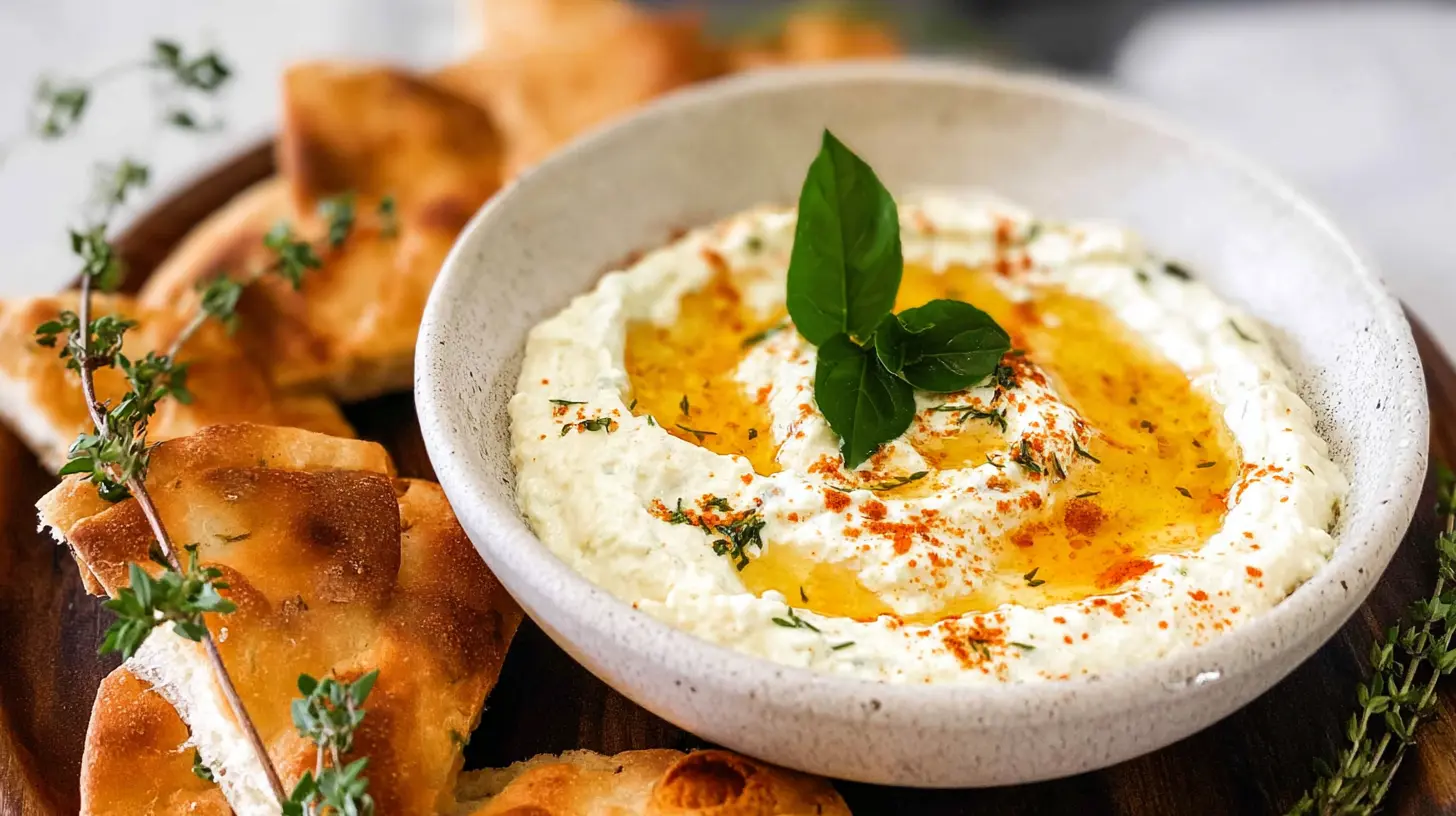 Ricotta Dip with Hot Honey: 7 Reasons to Try It 1 Close-up of a luscious ricotta dip enhanced with a spicy hot honey topping.