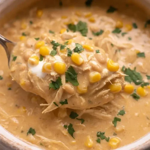 Crock Pot White Chicken Chili: In 2 Simple Steps 2 A steaming bowl of Crock Pot White Chicken Chili with toppings