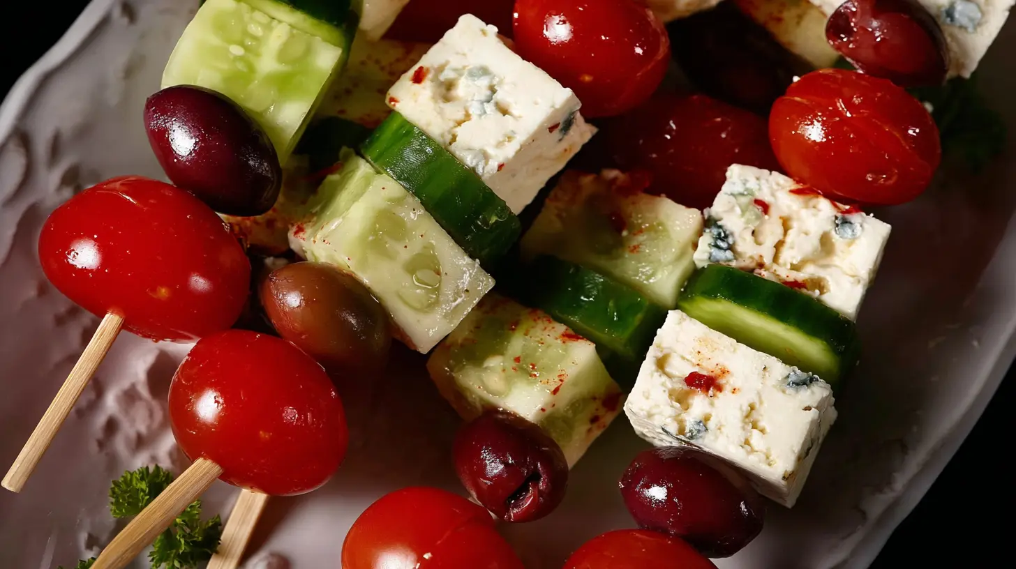 Feta Skewers with Cucumber: 5 Easy Appetizer Ideas 1 Mini feta skewers featuring fresh cucumber slices