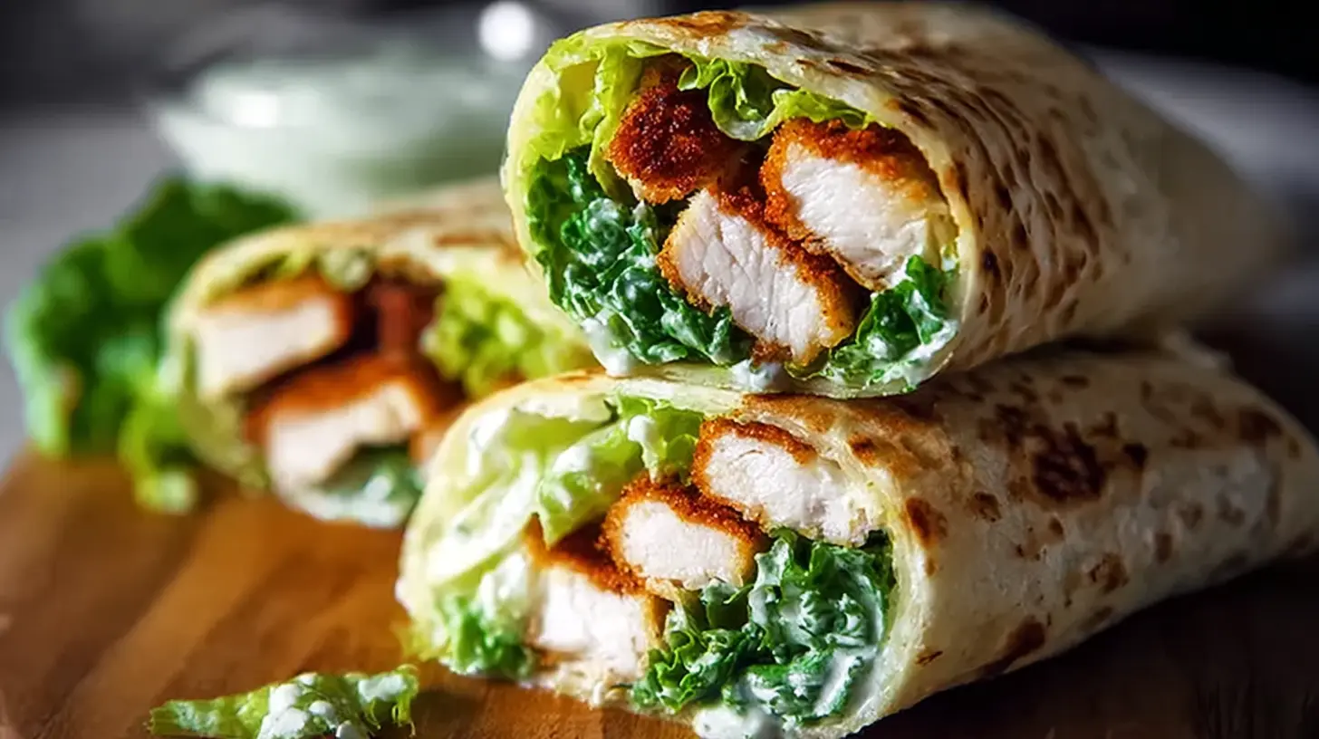 Multiple irresistible chicken Caesar wraps, neatly arranged and ready to eat