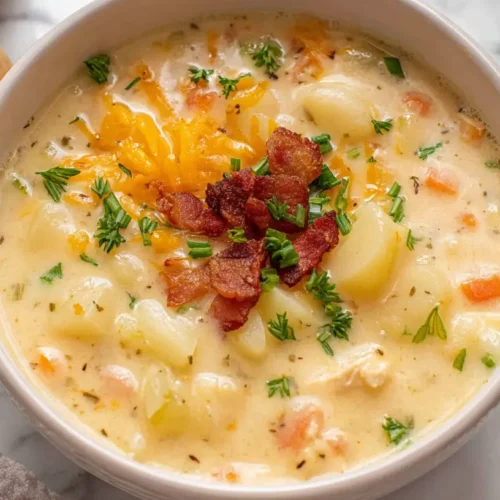 EASY Crockpot Potato Soup: Why It's Your New Favorite 1-Pot Meal 2 A hearty bowl of easy Crockpot potato soup, garnished with chives.